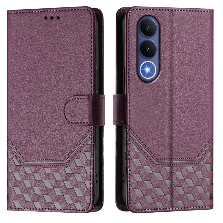 For vivo V70 FE 5G Honeycomb Embossing RFID Leather Phone Case