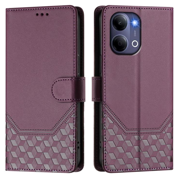For vivo Y21 5G 2026 / Y05 4G Honeycomb Embossing RFID Leather Phone Case