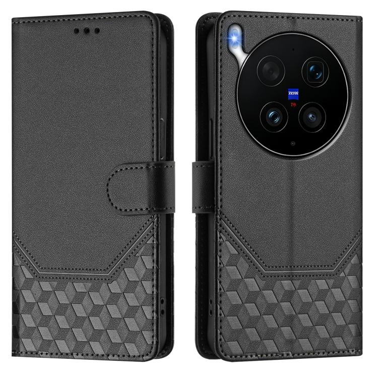 For vivo X300 Ultra Honeycomb Embossing RFID Leather Phone Case