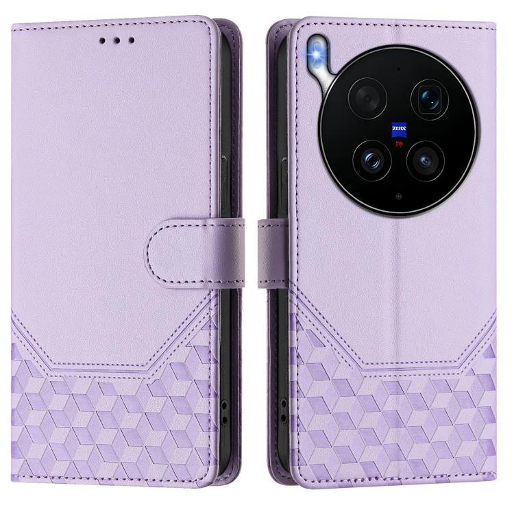 For vivo X300 Ultra Honeycomb Embossing RFID Leather Phone Case