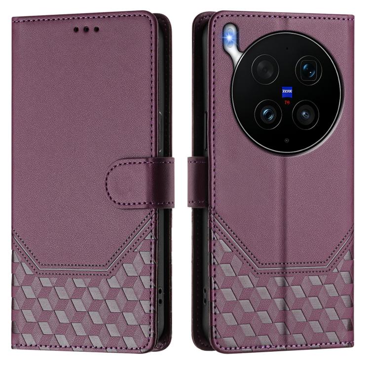 For vivo X300 Ultra Honeycomb Embossing RFID Leather Phone Case