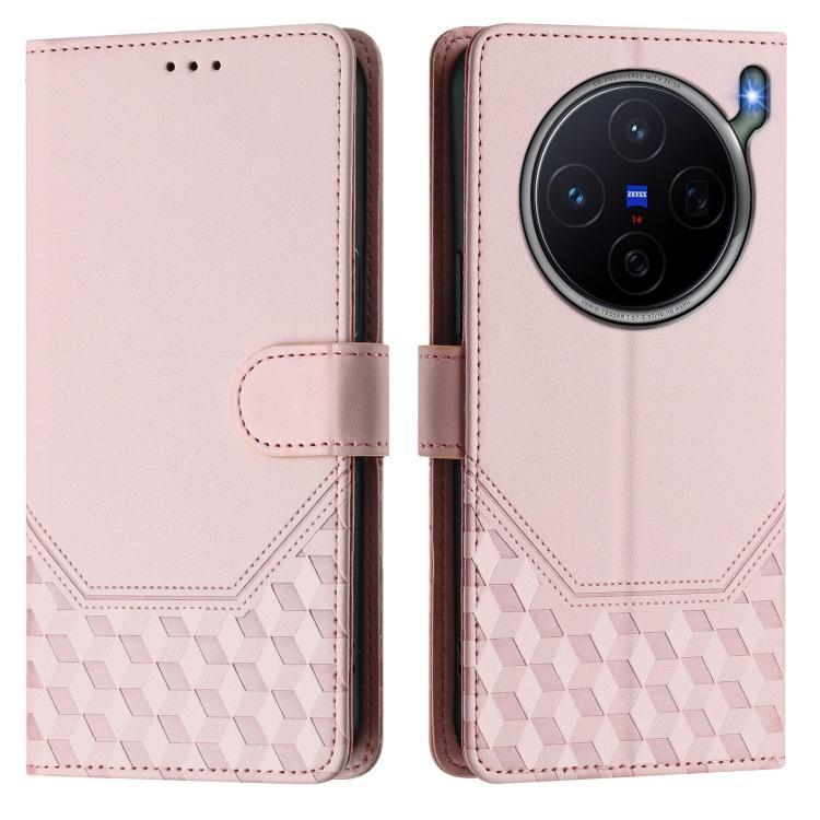 For vivo X300s Honeycomb Embossing RFID Leather Phone Case