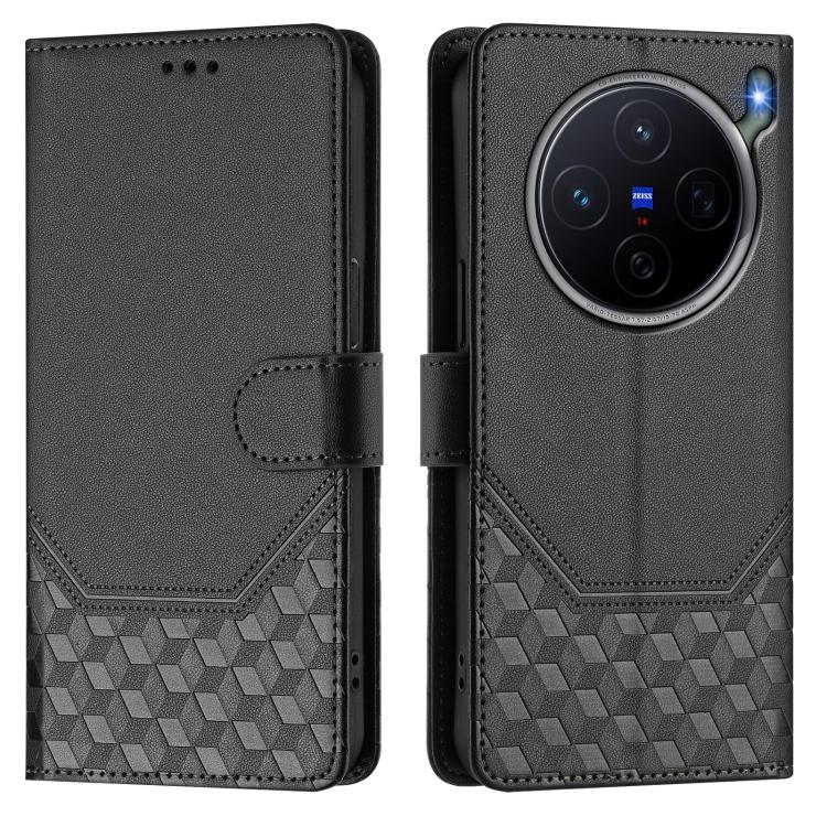 For vivo X300s Honeycomb Embossing RFID Leather Phone Case