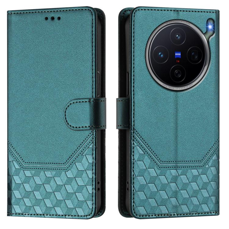 For vivo X300s Honeycomb Embossing RFID Leather Phone Case