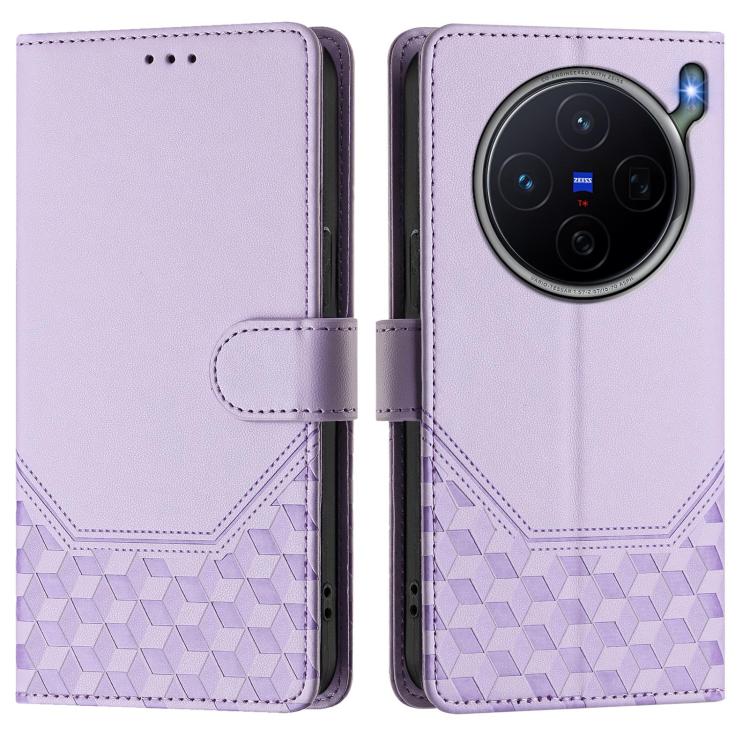 For vivo X300s Honeycomb Embossing RFID Leather Phone Case