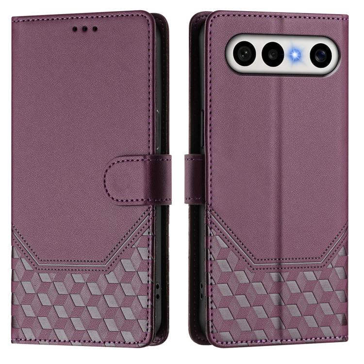 For vivo X300 FE / S50 Pro mini 5G Honeycomb Embossing RFID Leather Phone Case