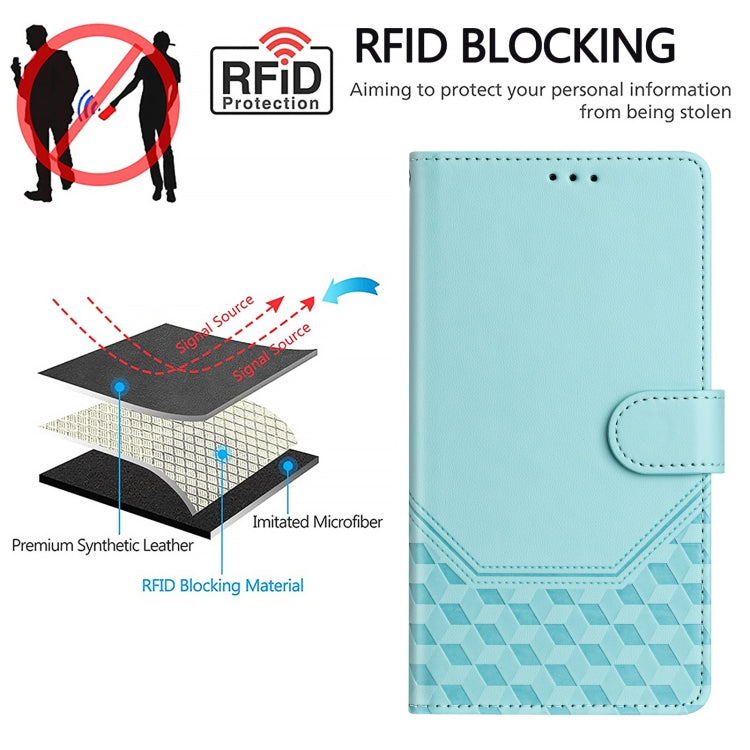 For Samsung Galaxy M14 5G Honeycomb Embossing RFID Leather Phone Case