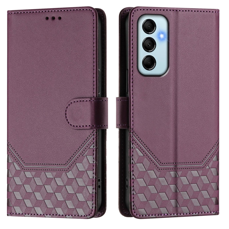 For Samsung Galaxy M14 5G Honeycomb Embossing RFID Leather Phone Case