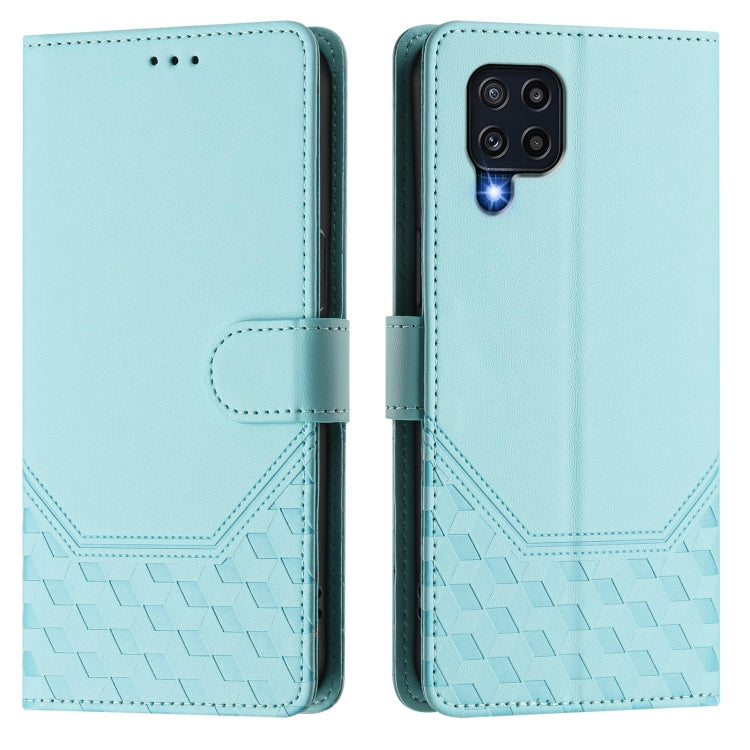 For Samsung Galaxy M32 4G / M22 Honeycomb Embossing RFID Leather Phone Case