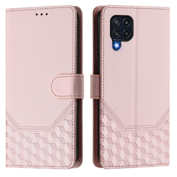 For Samsung Galaxy M32 4G / M22 Honeycomb Embossing RFID Leather Phone Case