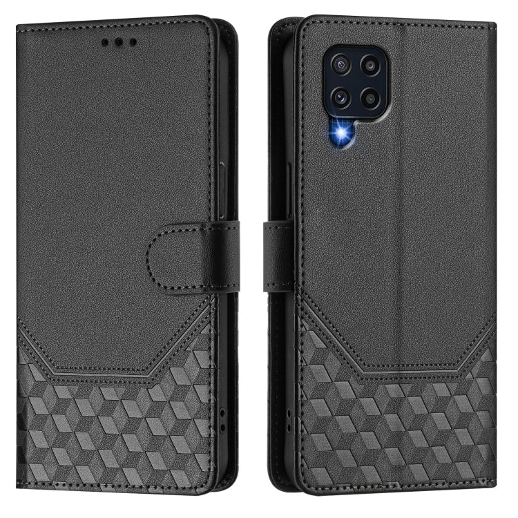 For Samsung Galaxy M32 4G / M22 Honeycomb Embossing RFID Leather Phone Case