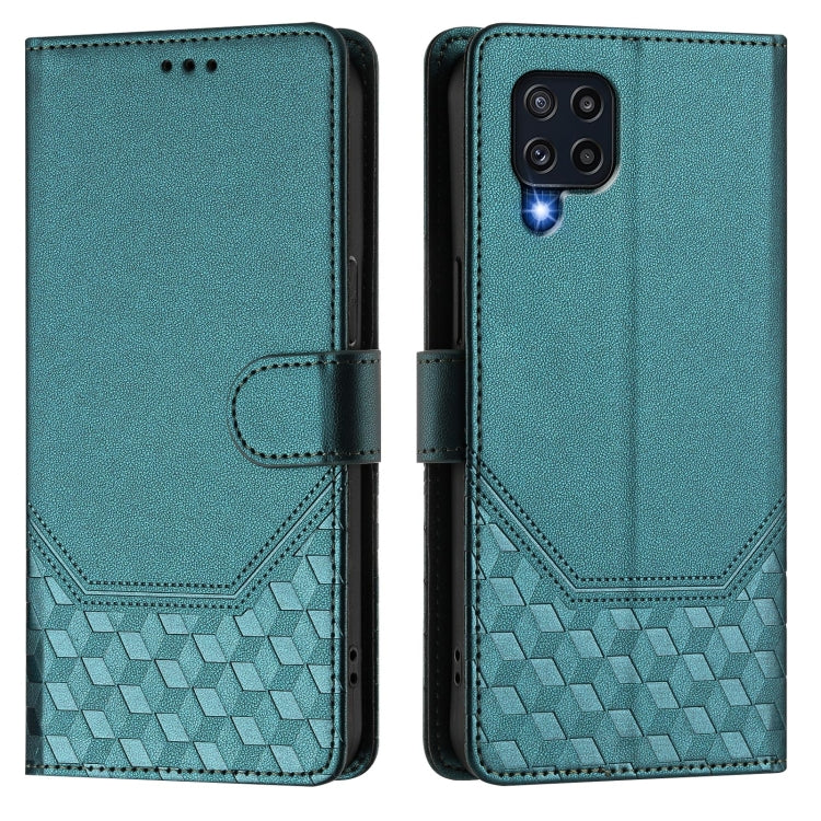 For Samsung Galaxy M32 4G / M22 Honeycomb Embossing RFID Leather Phone Case