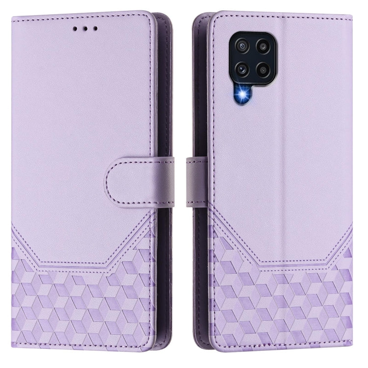 For Samsung Galaxy M32 4G / M22 Honeycomb Embossing RFID Leather Phone Case