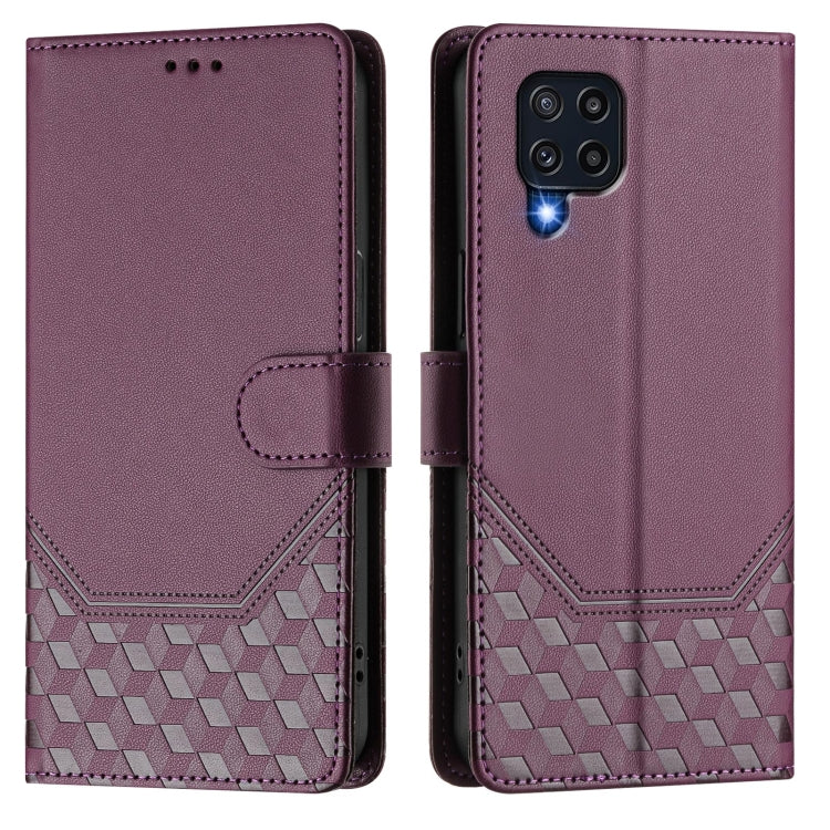For Samsung Galaxy M32 4G / M22 Honeycomb Embossing RFID Leather Phone Case