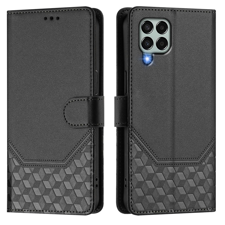 For Samsung Galaxy M33 5G Honeycomb Embossing RFID Leather Phone Case