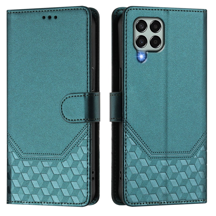 For Samsung Galaxy M33 5G Honeycomb Embossing RFID Leather Phone Case