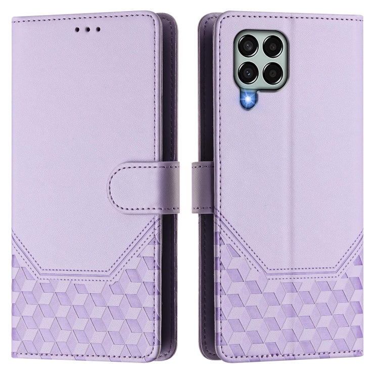 For Samsung Galaxy M33 5G Honeycomb Embossing RFID Leather Phone Case