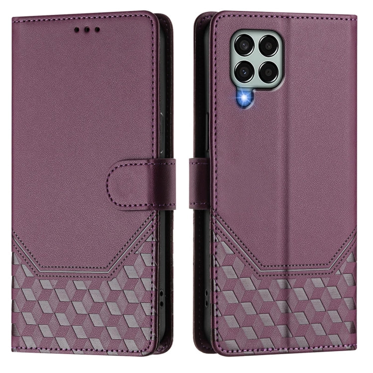 For Samsung Galaxy M33 5G Honeycomb Embossing RFID Leather Phone Case