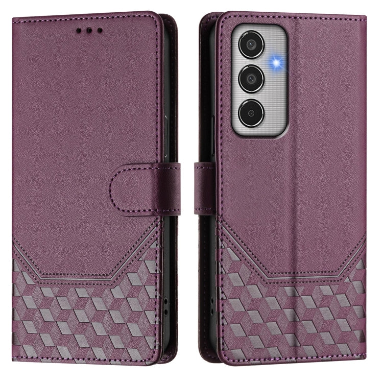 For Samsung Galaxy M35 5G Honeycomb Embossing RFID Leather Phone Case