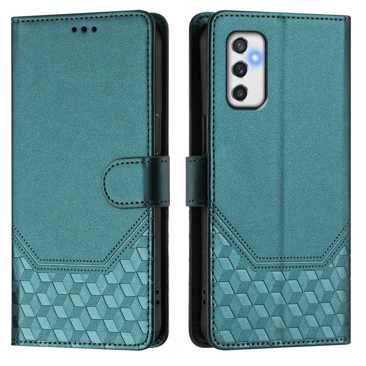 For Samsung Galaxy M52 Honeycomb Embossing RFID Leather Phone Case
