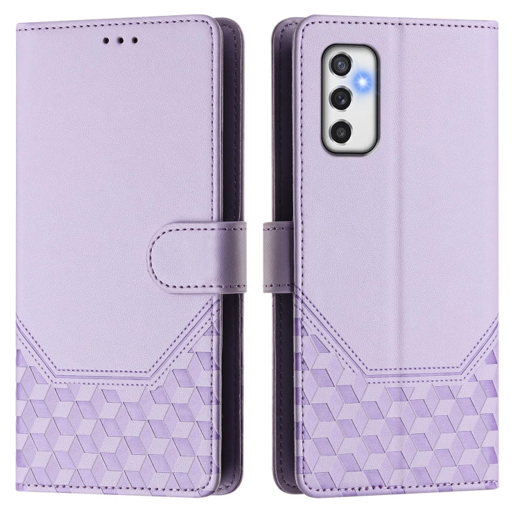 For Samsung Galaxy M52 Honeycomb Embossing RFID Leather Phone Case