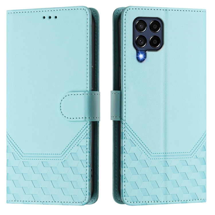 For Samsung Galaxy M53 5G Honeycomb Embossing RFID Leather Phone Case
