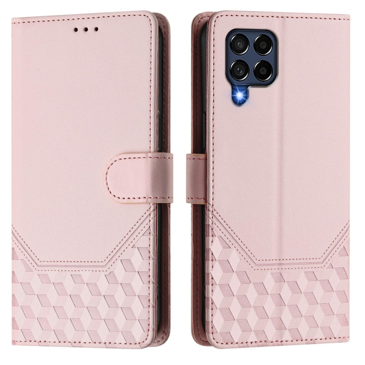 For Samsung Galaxy M53 5G Honeycomb Embossing RFID Leather Phone Case