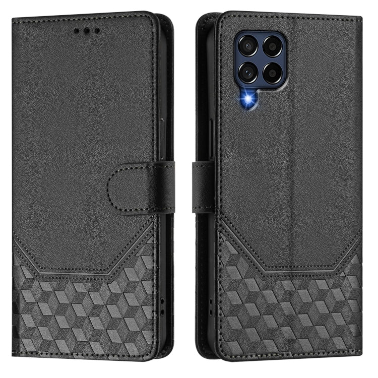 For Samsung Galaxy M53 5G Honeycomb Embossing RFID Leather Phone Case
