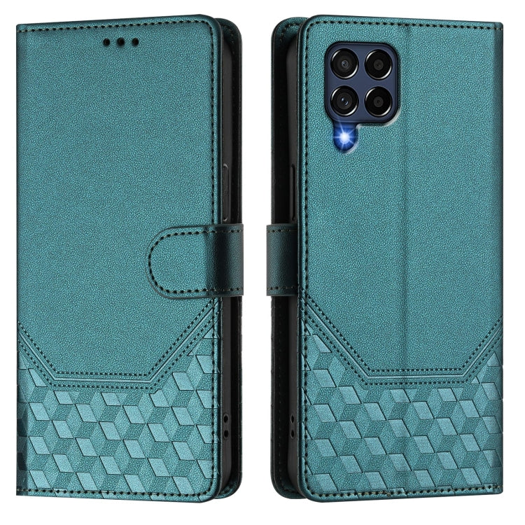 For Samsung Galaxy M53 5G Honeycomb Embossing RFID Leather Phone Case