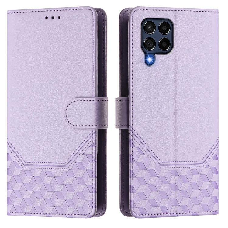 For Samsung Galaxy M53 5G Honeycomb Embossing RFID Leather Phone Case