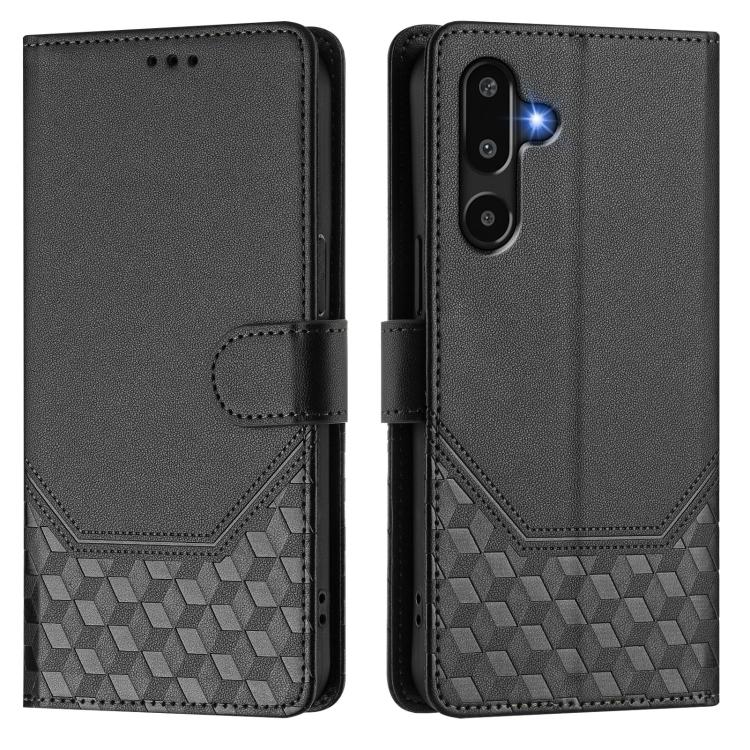 For Samsung Galaxy F16 5G / M16 5G Global Honeycomb Embossing RFID Leather Phone Case