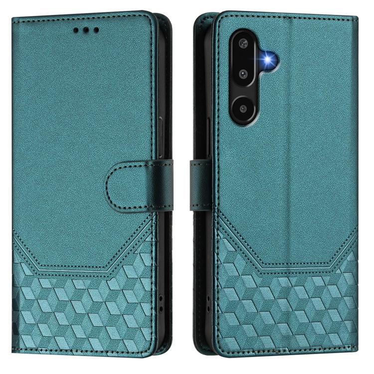 For Samsung Galaxy F16 5G / M16 5G Global Honeycomb Embossing RFID Leather Phone Case