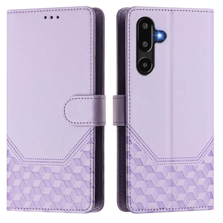For Samsung Galaxy F16 5G / M16 5G Global Honeycomb Embossing RFID Leather Phone Case