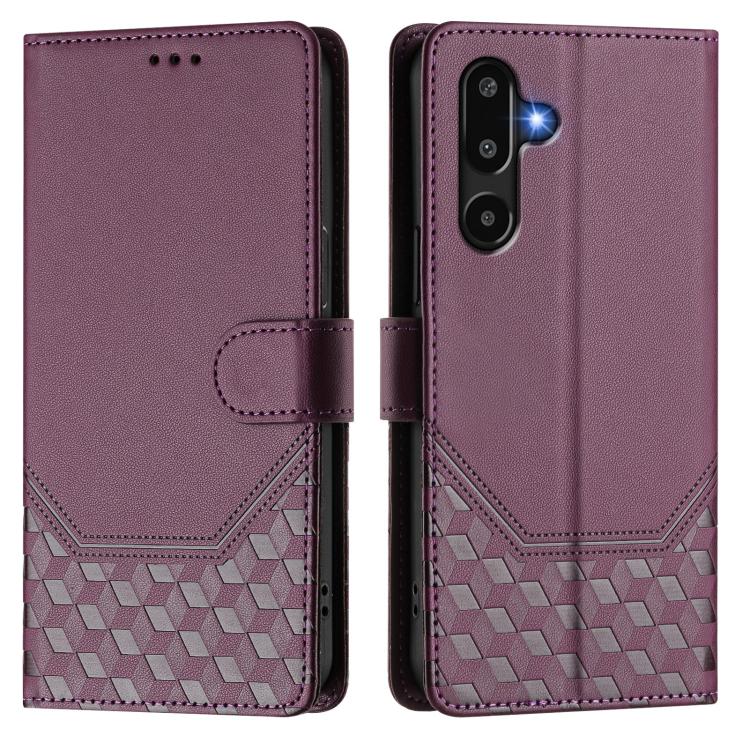 For Samsung Galaxy F16 5G / M16 5G Global Honeycomb Embossing RFID Leather Phone Case