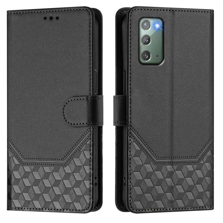 For Samsung Galaxy Note20 Honeycomb Embossing RFID Leather Phone Case