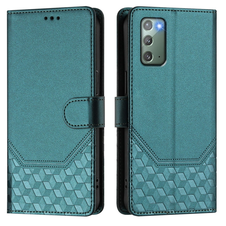 For Samsung Galaxy Note20 Honeycomb Embossing RFID Leather Phone Case