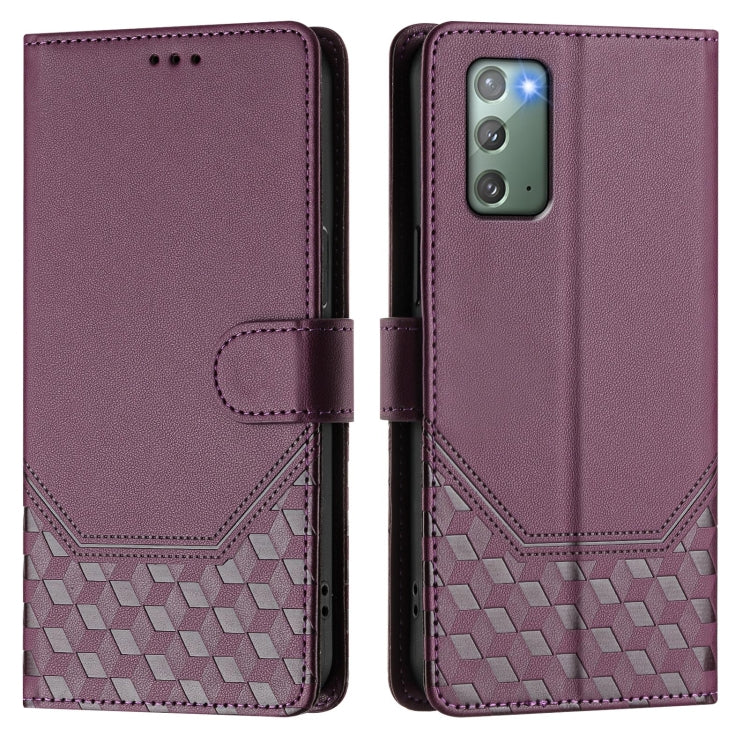 For Samsung Galaxy Note20 Honeycomb Embossing RFID Leather Phone Case