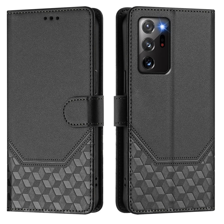 For Samsung Galaxy Note20 Ultra Honeycomb Embossing RFID Leather Phone Case