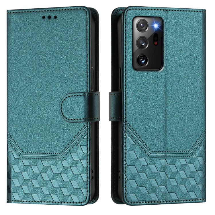 For Samsung Galaxy Note20 Ultra Honeycomb Embossing RFID Leather Phone Case