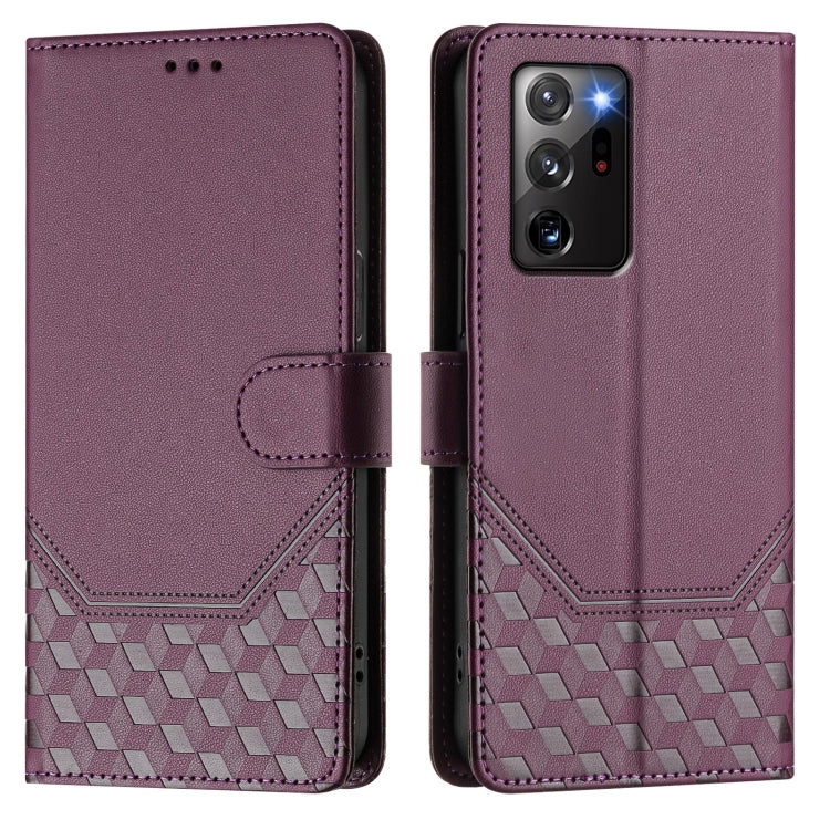 For Samsung Galaxy Note20 Ultra Honeycomb Embossing RFID Leather Phone Case