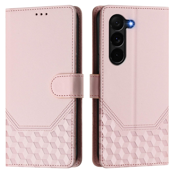 For Samsung Galaxy Z Fold5 Honeycomb Embossing RFID Leather Phone Case