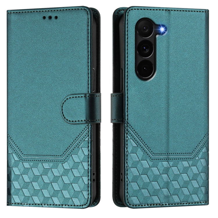 For Samsung Galaxy Z Fold5 Honeycomb Embossing RFID Leather Phone Case