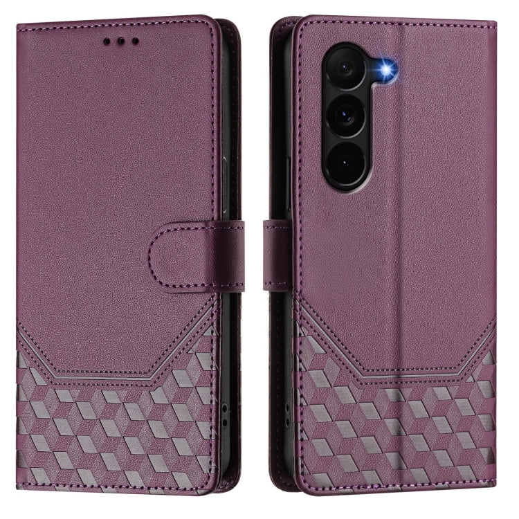 For Samsung Galaxy Z Fold5 Honeycomb Embossing RFID Leather Phone Case