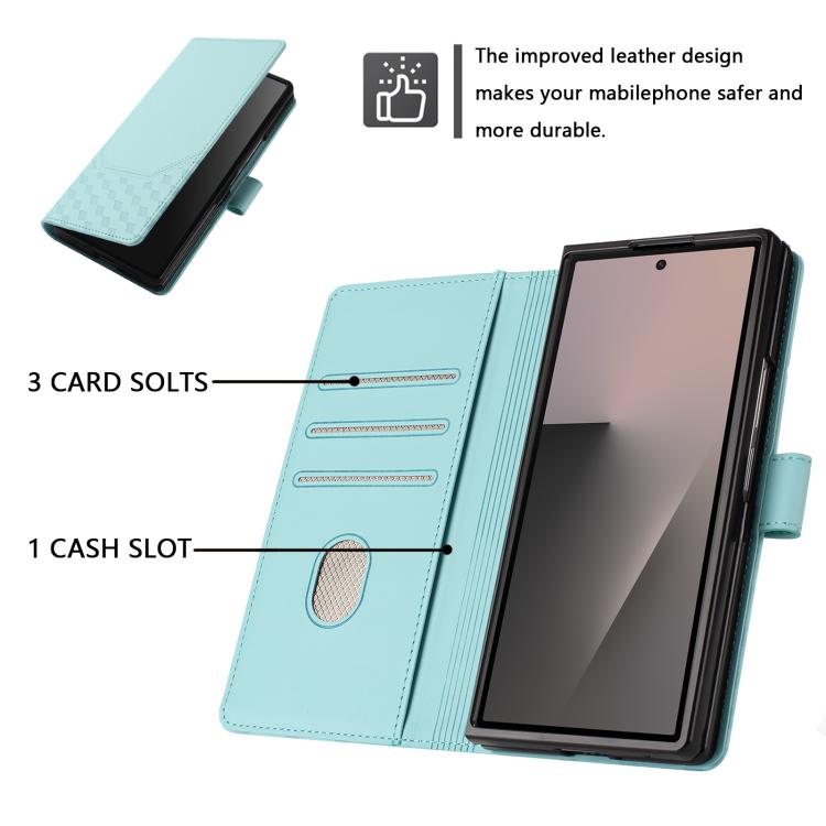 For Samsung Galaxy Z Fold7 5G Honeycomb Embossing RFID Leather Phone Case