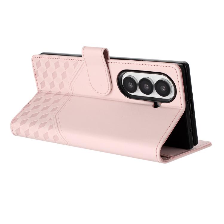 For Samsung Galaxy Z Fold7 5G Honeycomb Embossing RFID Leather Phone Case