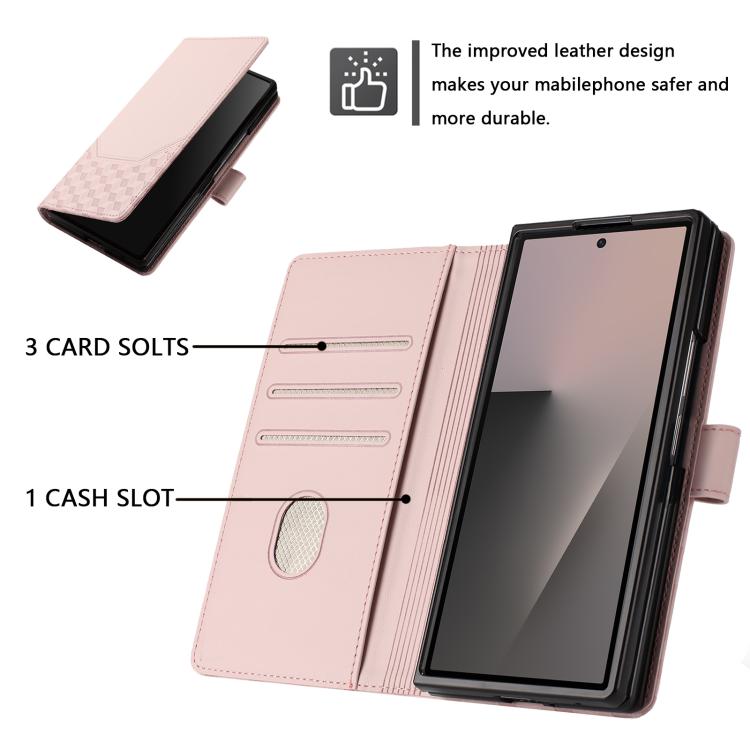 For Samsung Galaxy Z Fold7 5G Honeycomb Embossing RFID Leather Phone Case