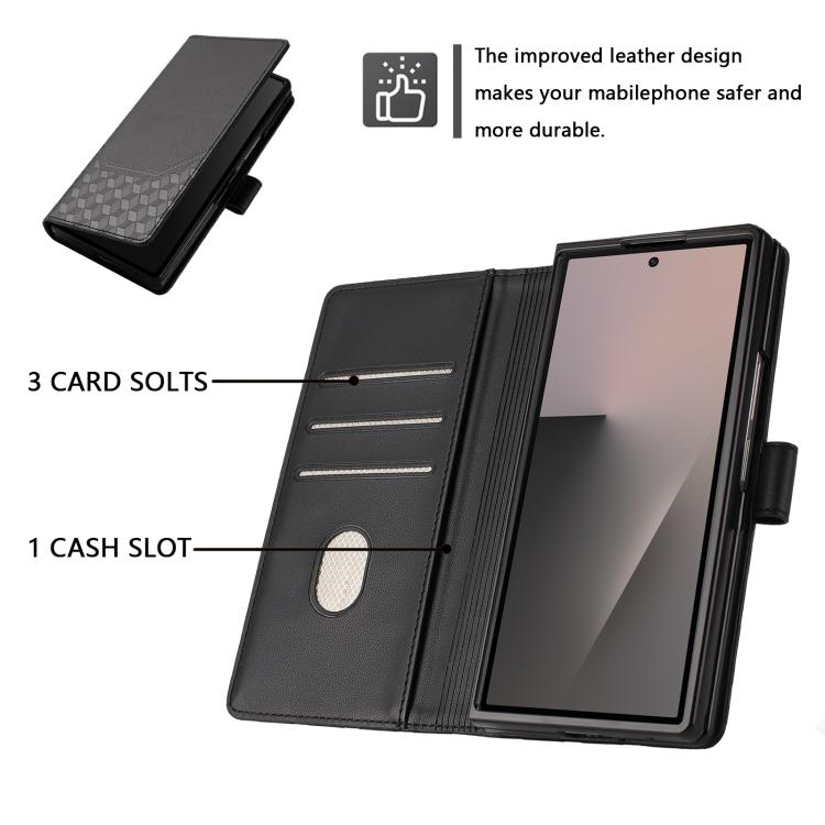 For Samsung Galaxy Z Fold7 5G Honeycomb Embossing RFID Leather Phone Case