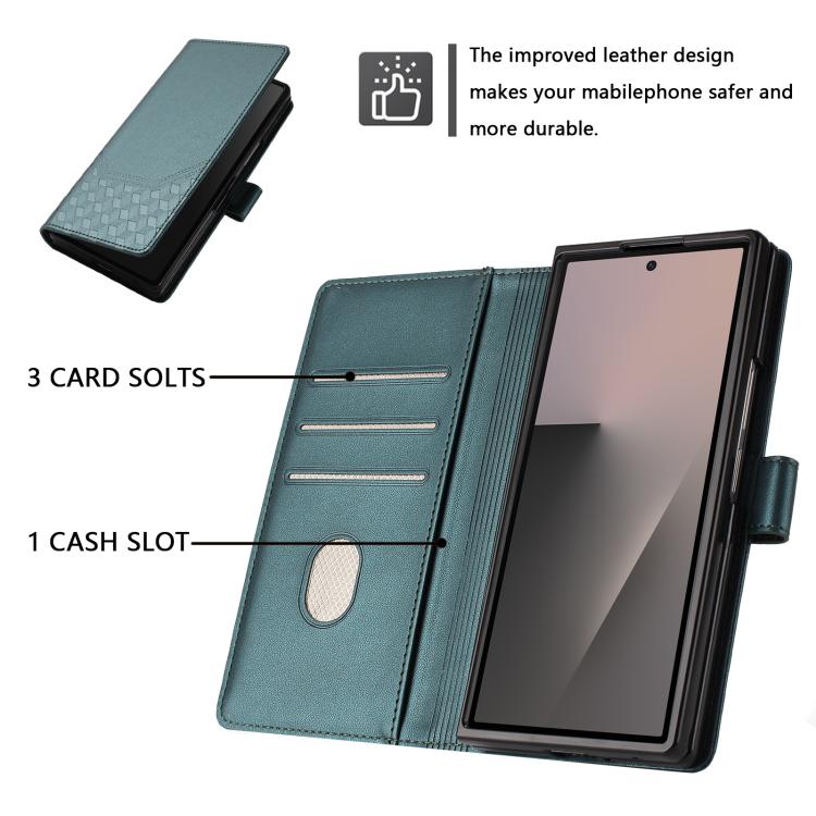 For Samsung Galaxy Z Fold7 5G Honeycomb Embossing RFID Leather Phone Case