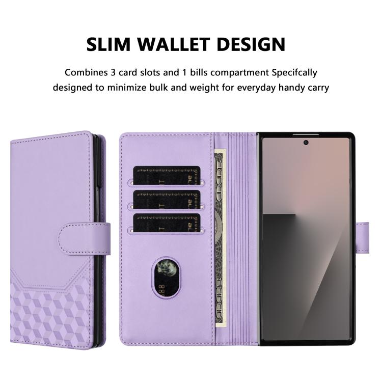 For Samsung Galaxy Z Fold7 5G Honeycomb Embossing RFID Leather Phone Case