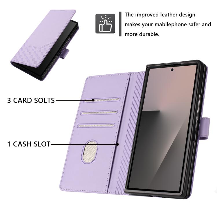 For Samsung Galaxy Z Fold7 5G Honeycomb Embossing RFID Leather Phone Case